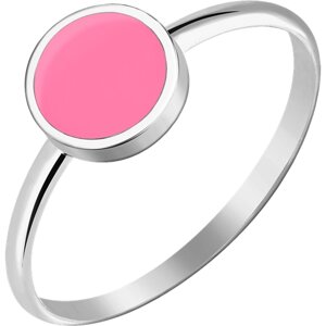 Кольцо Velichenko серебро, 925 проба, родирование, эмаль, размер 17, розовый
