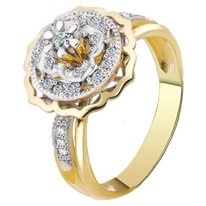 Кольцо Юверос, желтое золото, 585 проба, бриллиант, размер 17.5, желтый