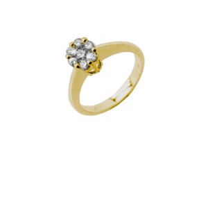 Кольцо, желтое золото, 750 проба, бриллиант, размер 16.2