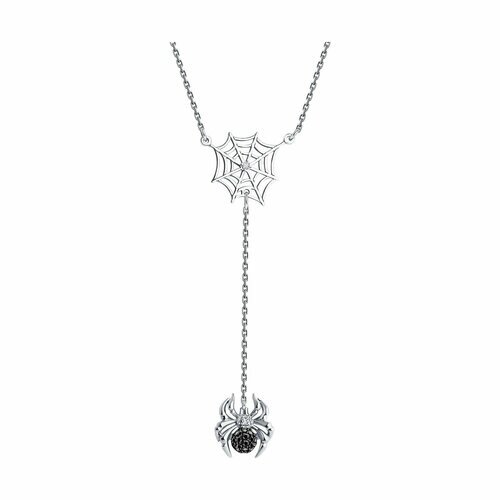 Колье Diamant online, белое золото, 585 проба, бриллиант, длина 40 см., черный