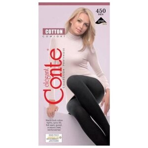 Колготки Conte Cotton, 450 den, без шортиков, размер 3, черный