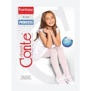 Колготки Conte-kids для девочек, классические, 40 den, без шортиков, размер 140-146, белый