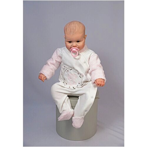 Комбинезон flexi махровый комбинезон для новорожденного, закрытая стопа, размер 56, белый, розовый