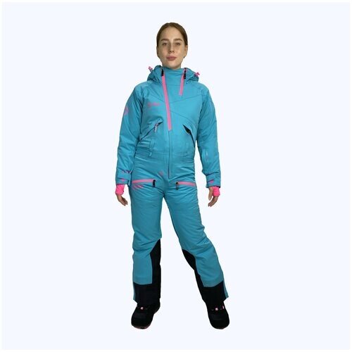 Комбинезон Snow Headquarter для сноубординга, зимний, карманы, капюшон, мембранный, утепленный, размер L, голубой