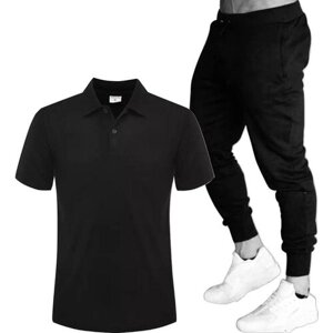 Комплект , брюки, футболка, размер 50, черный