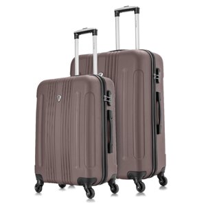 Комплект чемоданов L'case, 2 шт., 104 л, размер M/L, коричневый