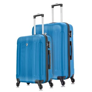 Комплект чемоданов L'case, 2 шт., ABS-пластик, 104 л, размер M/L, синий