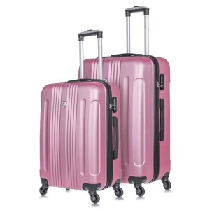 Комплект чемоданов L'case, 2 шт., ABS-пластик, 104 л, размер M/L, золотой, розовый