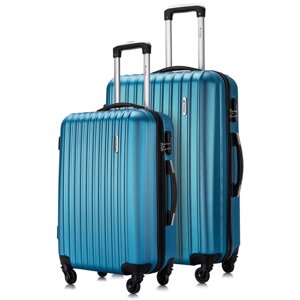 Комплект чемоданов L'case Krabi, 2 шт., 94 л, размер M/L, голубой, синий