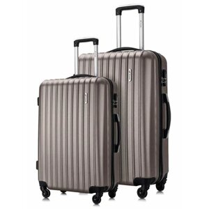 Комплект чемоданов L'case Krabi, 2 шт., 94 л, размер M/L, коричневый