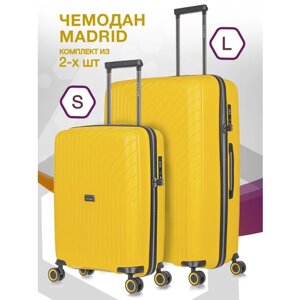 Комплект чемоданов L'case Madrid, 2 шт., 125 л, размер S/L, желтый