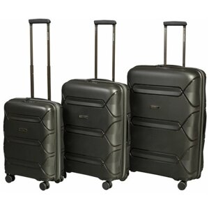 Комплект чемоданов L'case Miami, 3 шт., 127 л, размер S/M/L, черный