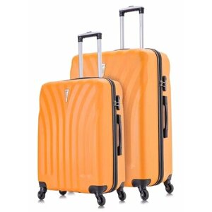 Комплект чемоданов L'case Phuket, 2 шт., ABS-пластик, 133 л, размер M/L, оранжевый