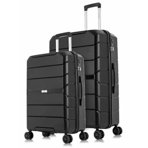 Комплект чемоданов L'case Singapore, 2 шт., 124 л, размер M/L, черный