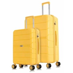 Комплект чемоданов L'case Singapore, 2 шт., 124 л, размер S/L, желтый