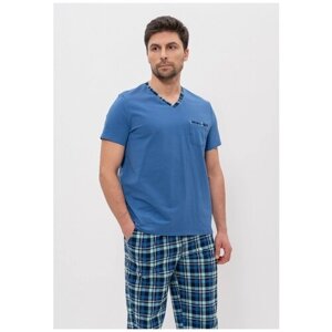 Комплект CLEO, брюки, футболка, карманы, размер 48, голубой