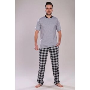 Комплект IvCapriz, брюки, футболка, пояс на резинке, карманы, трикотажная, размер 54, серый