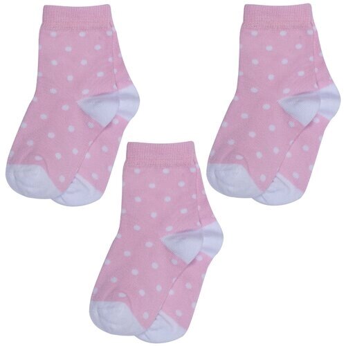 Комплект из 3 пар детских носков RuSocks (Орудьевский трикотаж) рис. 02, розовые, размер 9-10
