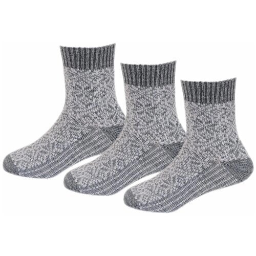Комплект из 3 пар детских полушерстяных носков RuSocks (Орудьевский трикотаж) серые, размер 16-18