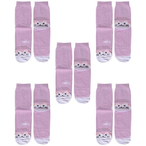 Комплект из 5 пар детских носков ХОХ сиреневые, размер 14-16