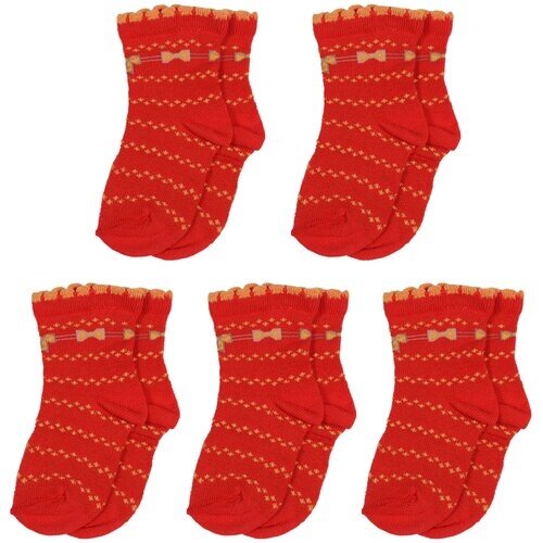 Комплект из 5 пар детских носков LORENZLine красные, размер 6-8