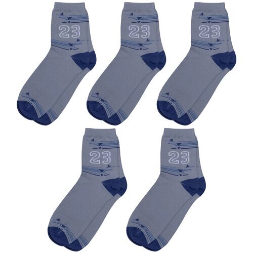Комплект из 5 пар детских носков RuSocks (Орудьевский трикотаж) рис. 02, светло-серые, размер 18-20