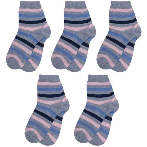 Комплект из 5 пар детских носков RuSocks (Орудьевский трикотаж) рис. 04, светло-серые, размер 14-16