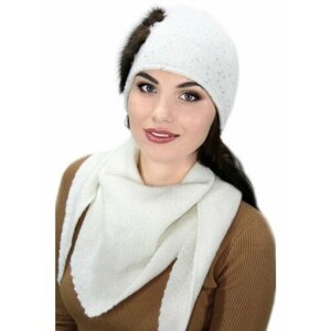 Комплект Комплект "Адельмия" шапка+косынка, размер 55-56, белый