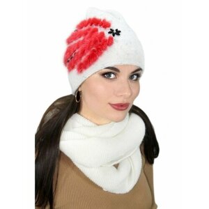 Комплект Комплект "Адельмия" шапка+шарф, размер 59-60, белый