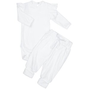 Комплект одежды Amarobaby, повседневный стиль, застежка под подгузник, размер 80, белый
