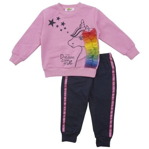 Комплект одежды Babylon fashion для девочек, брюки и кофта, повседневный стиль, размер 92, розовый