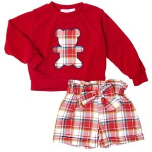 Комплект одежды Babylon fashion для девочек, шорты и футболка, повседневный стиль, размер 98, красный