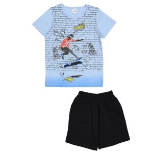 Комплект одежды Белый Слон, футболка и шорты, спортивный стиль, размер 116, голубой