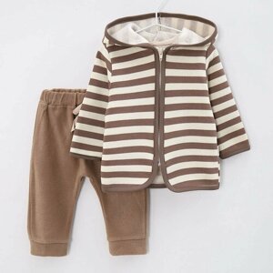 Комплект одежды детский, брюки и олимпийка, повседневный стиль, размер 86/48, коричневый