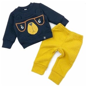 Комплект одежды детский, брюки и свитшот, повседневный стиль, синий, желтый