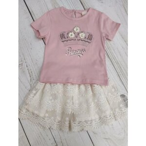 Комплект одежды для девочек, футболка и юбка, размер 92, розовый