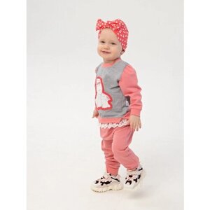 Комплект одежды для девочек, кофта и брюки, повседневный стиль, размер 74, розовый