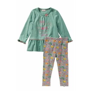 Комплект одежды для девочек, лонгслив и легинсы, повседневный стиль, размер 80/9-12 месяцев, зеленый