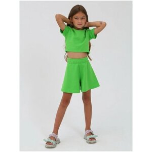 Комплект одежды , футболка и шорты, спортивный стиль, размер 146, зеленый