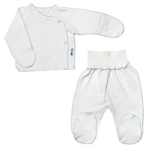 Комплект одежды Клякса детский, ползунки и распашонка, повседневный стиль, пояс на резинке, размер 18-50, белый, голубой