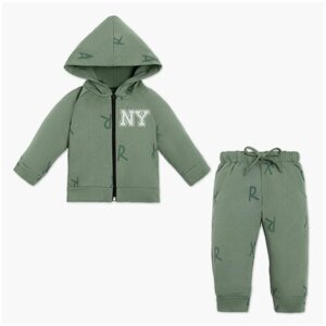 Комплект одежды Крошка Я для мальчиков, худи и брюки и толстовка, повседневный стиль, размер 48, зеленый