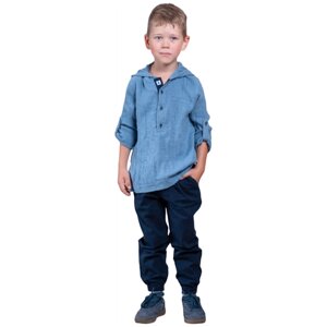 Комплект одежды Lemon для мальчиков, рубашка и брюки, повседневный стиль, карманы, манжеты, размер 80-86, голубой
