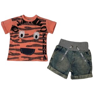 Комплект одежды Lilitop для мальчиков, футболка и шорты, повседневный стиль, размер 104, оранжевый