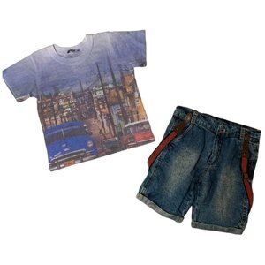 Комплект одежды Lilitop, футболка и шорты, повседневный стиль, размер 104, фиолетовый