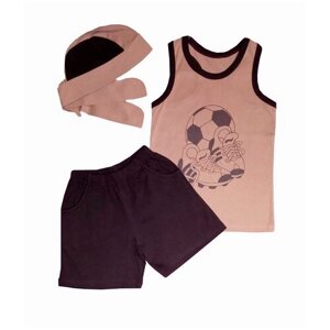 Комплект одежды , майка и шорты, спортивный стиль, размер 116-60, коричневый