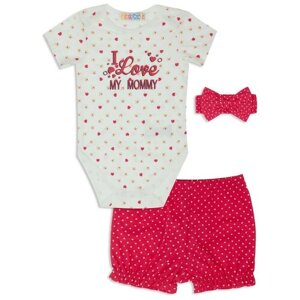 Комплект одежды Me & We для девочек, боди и шорты и повязка, нарядный стиль, размер 62, розовый