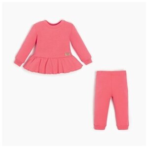 Комплект одежды Minaku для девочек, брюки и джемпер, повседневный стиль, размер 24, красный, розовый