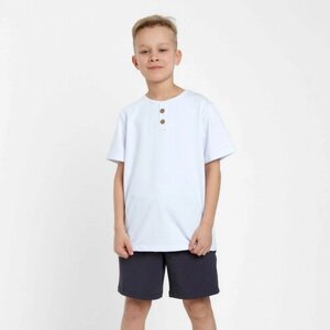 Комплект одежды Minaku для мальчиков, шорты и футболка, повседневный стиль, карманы, размер 116, белый, серый