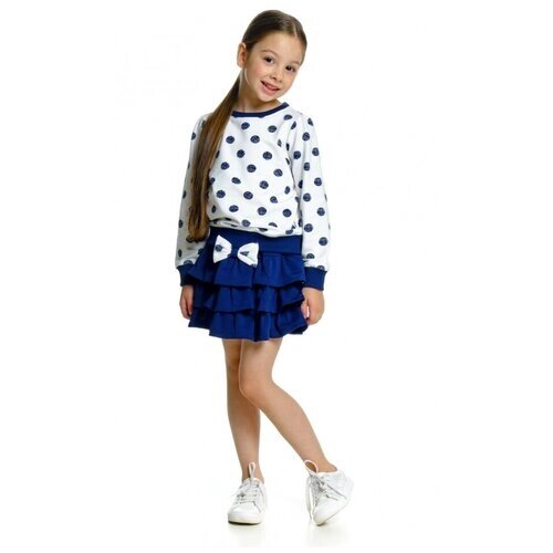 Комплект одежды Mini Maxi для девочек, легинсы и футболка, повседневный стиль, размер 80, белый, синий