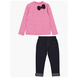 Комплект одежды Mini Maxi для девочек, легинсы и футболка, повседневный стиль, размер 80, розовый